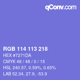 Color code: RGB 114 113 218 | qconv.com