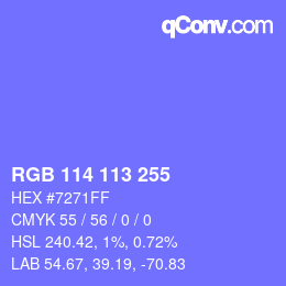 Color code: RGB 114 113 255 | qconv.com