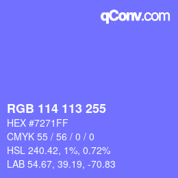 Color code: RGB 114 113 255 | qconv.com