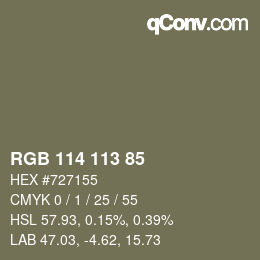 Color code: RGB 114 113 85 | qconv.com