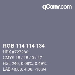 Color code: RGB 114 114 134 | qconv.com