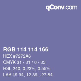 颜色代码: RGB 114 114 166 | qconv.com