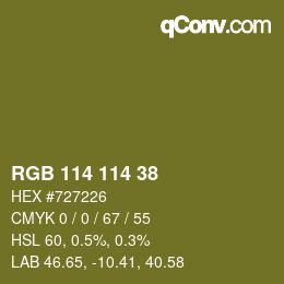 Color code: RGB 114 114 38 | qconv.com