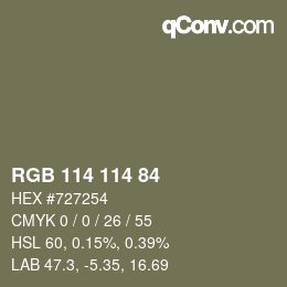 Código de color: RGB 114 114 84 | qconv.com