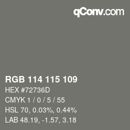 Farbcode: RGB 114 115 109 | qconv.com