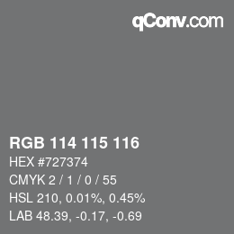 Color code: RGB 114 115 116 | qconv.com