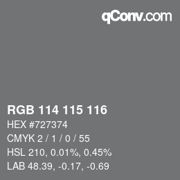 颜色代码: RGB 114 115 116 | qconv.com