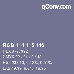 颜色代码: RGB 114 115 146 | qconv.com