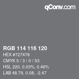 Color code: RGB 114 116 120 | qconv.com