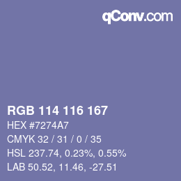 Farbcode: RGB 114 116 167 | qconv.com