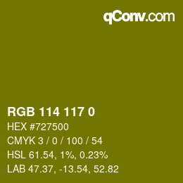 Color code: RGB 114 117 0 | qconv.com