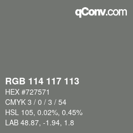 Color code: RGB 114 117 113 | qconv.com