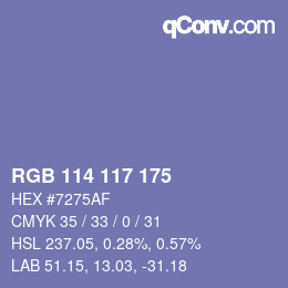 Color code: RGB 114 117 175 | qconv.com