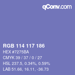 カラーコード: RGB 114 117 186 | qconv.com