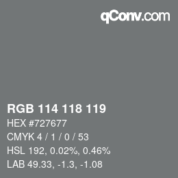 Farbcode: RGB 114 118 119 | qconv.com