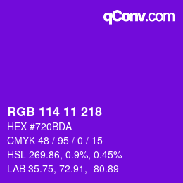 カラーコード: RGB 114 11 218 | qconv.com