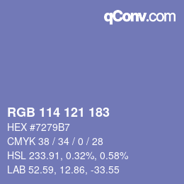 カラーコード: RGB 114 121 183 | qconv.com