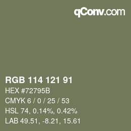 カラーコード: RGB 114 121 91 | qconv.com