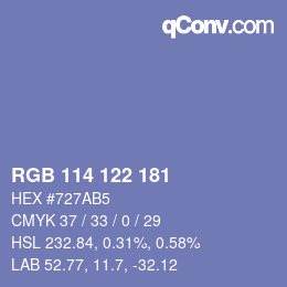 Color code: RGB 114 122 181 | qconv.com