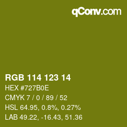 颜色代码: RGB 114 123 14 | qconv.com