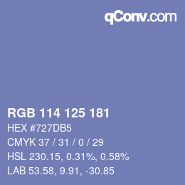 カラーコード: RGB 114 125 181 | qconv.com