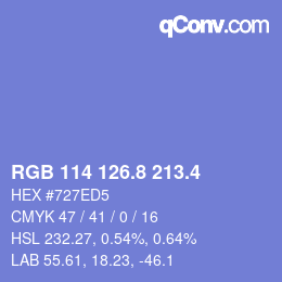 カラーコード: RGB 114 126.8 213.4 | qconv.com