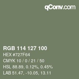Código de color: RGB 114 127 100 | qconv.com