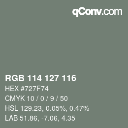 Código de color: RGB 114 127 116 | qconv.com