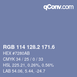カラーコード: RGB 114 128.2 171.6 | qconv.com