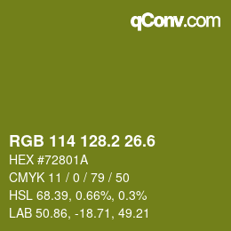 カラーコード: RGB 114 128.2 26.6 | qconv.com