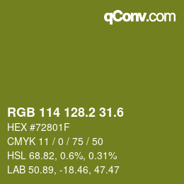 カラーコード: RGB 114 128.2 31.6 | qconv.com