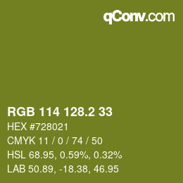 カラーコード: RGB 114 128.2 33 | qconv.com
