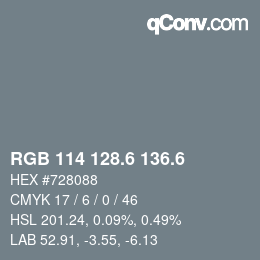 カラーコード: RGB 114 128.6 136.6 | qconv.com
