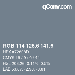 カラーコード: RGB 114 128.6 141.6 | qconv.com