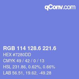 カラーコード: RGB 114 128.6 221.6 | qconv.com