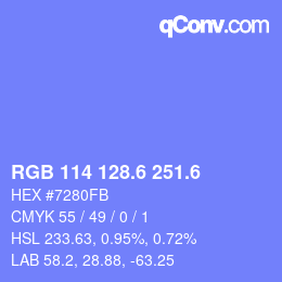 カラーコード: RGB 114 128.6 251.6 | qconv.com