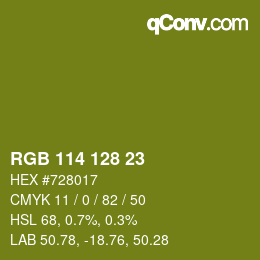 Color code: RGB 114 128 23 | qconv.com