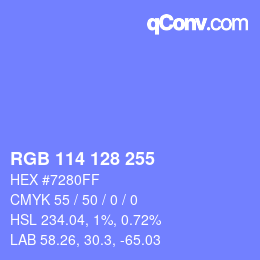 Color code: RGB 114 128 255 | qconv.com