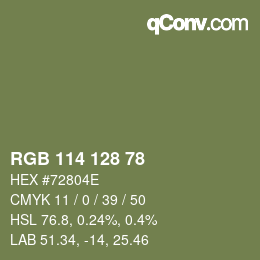 颜色代码: RGB 114 128 78 | qconv.com
