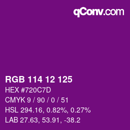 颜色代码: RGB 114 12 125 | qconv.com