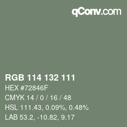 カラーコード: RGB 114 132 111 | qconv.com