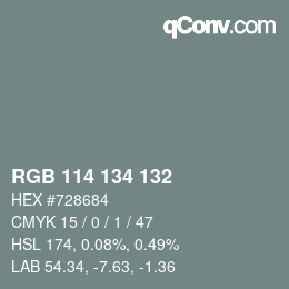 Code couleur: RGB 114 134 132 | qconv.com