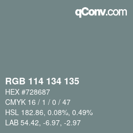 Color code: RGB 114 134 135 | qconv.com
