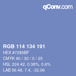 Color code: RGB 114 134 191 | qconv.com