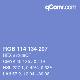 Código de color: RGB 114 134 207 | qconv.com