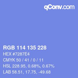Color code: RGB 114 135 228 | qconv.com