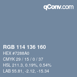 Farbcode: RGB 114 136 160 | qconv.com