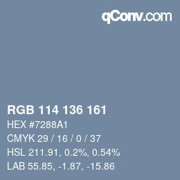 Color code: RGB 114 136 161 | qconv.com