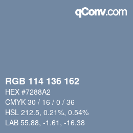 Color code: RGB 114 136 162 | qconv.com