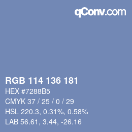 Farbcode: RGB 114 136 181 | qconv.com